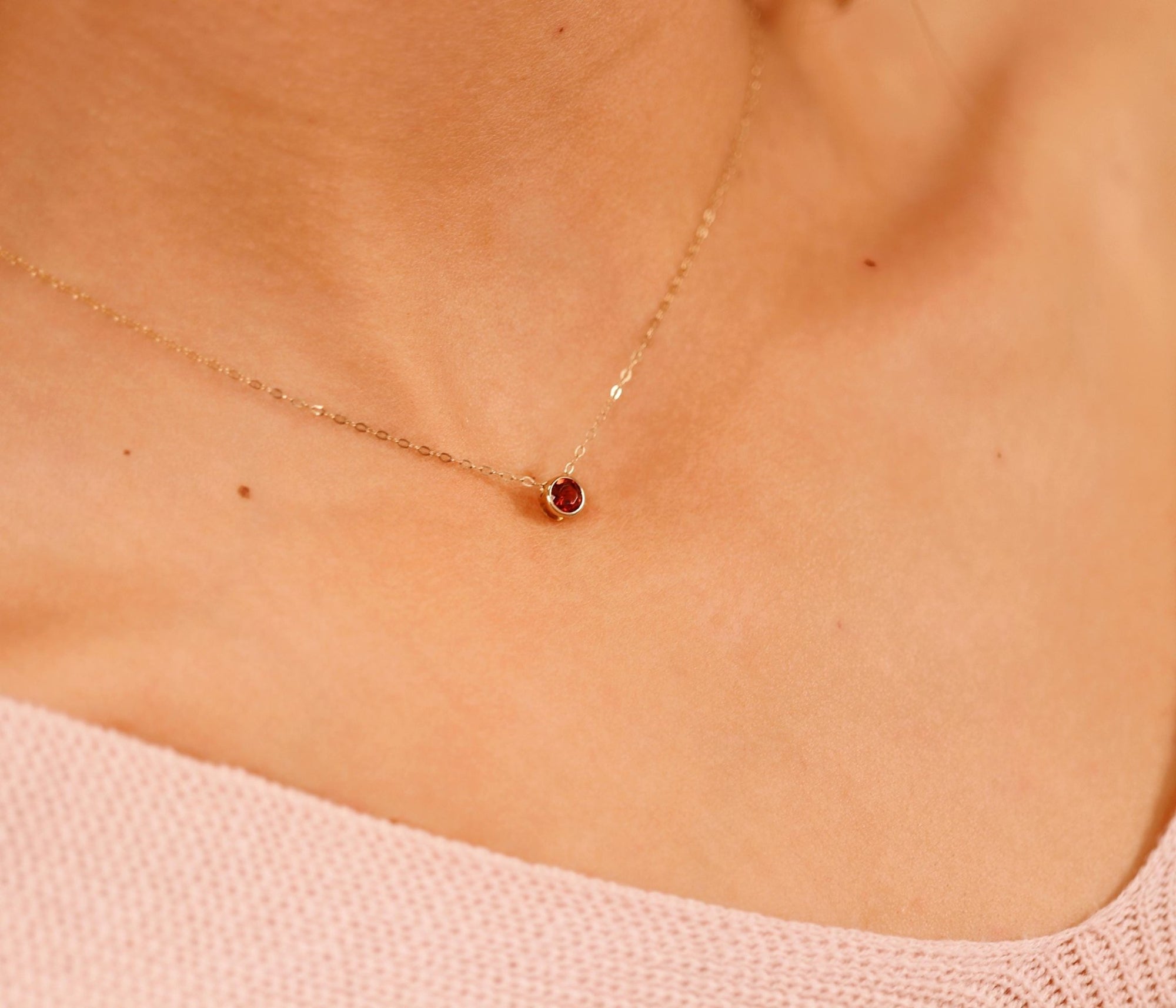 Bezel Set Swiss Blue Topaz Necklace 14k Solid Gold - Melt'm Jewelry