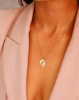 Birth Flower Bouquet Oval Disc Necklace, Combined Family Birth Flower Necklace - Melt'm Jewelry