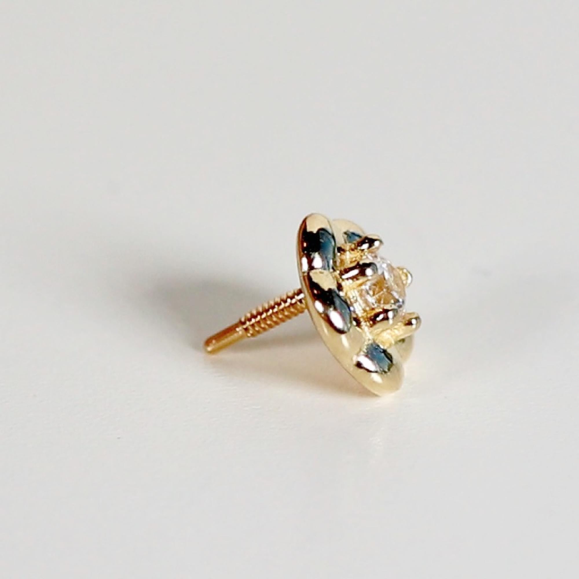 Flower Flat Back Earrings 14k Solid Gold, Cz Flower Stack Earrings - Melt'm Jewelry