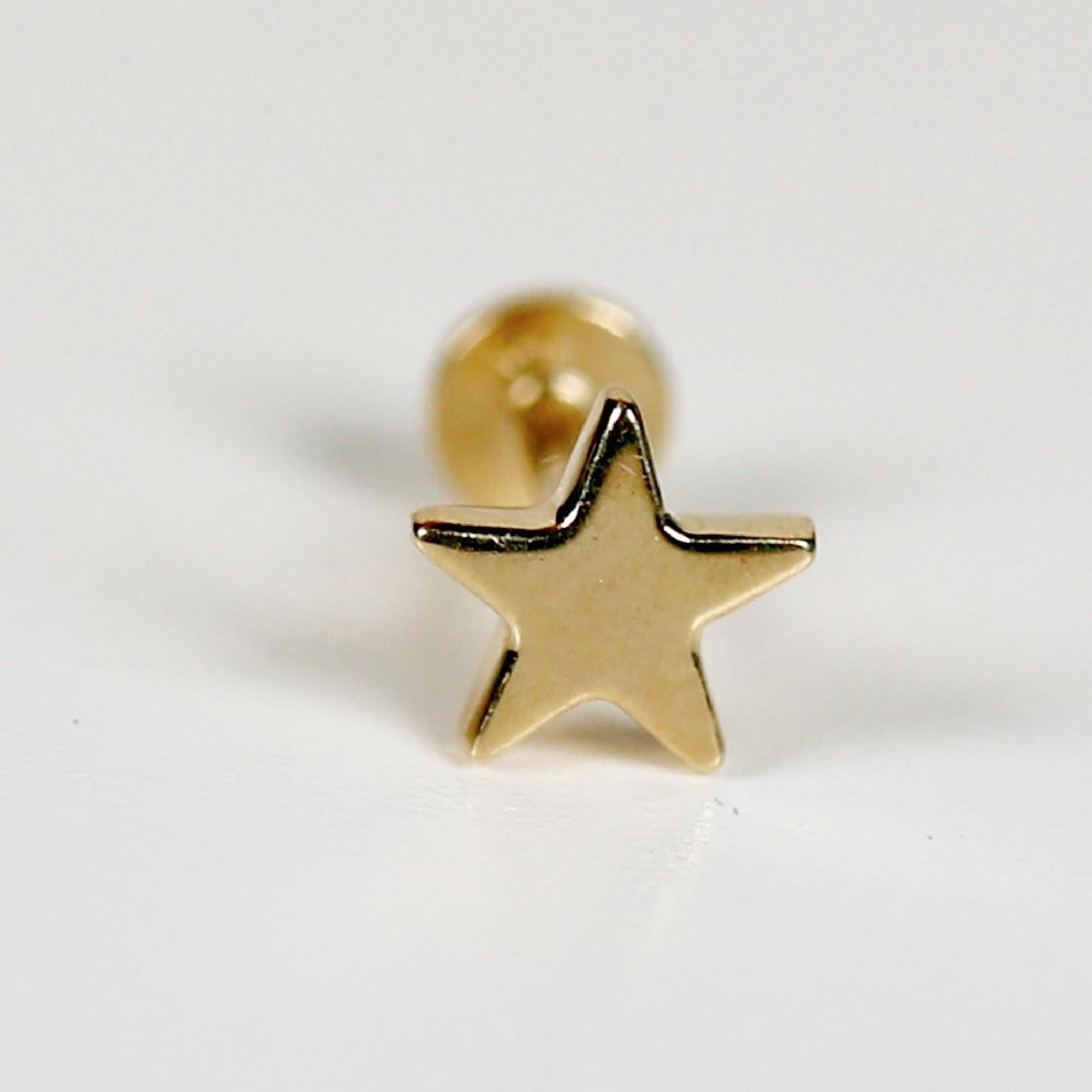 Star Earrings 14k Solid Gold, Internally Threaded Flat Back Earrings - Melt'm Jewelry