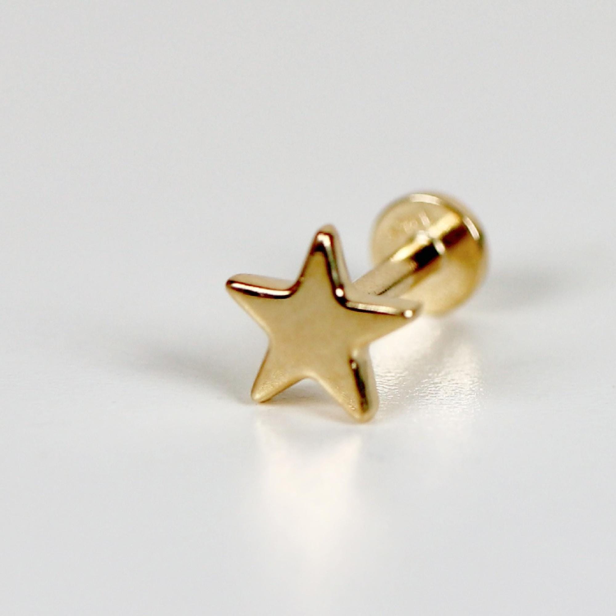 Star Earrings 14k Solid Gold, Internally Threaded Flat Back Earrings - Melt'm Jewelry
