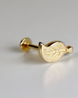 Leaf Flat Back Earrings 14k Solid Gold, Nature Stack Earrings