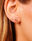 Leaf Flat Back Earrings 14k Solid Gold, Nature Stack Earrings - Melt'm Jewelry
