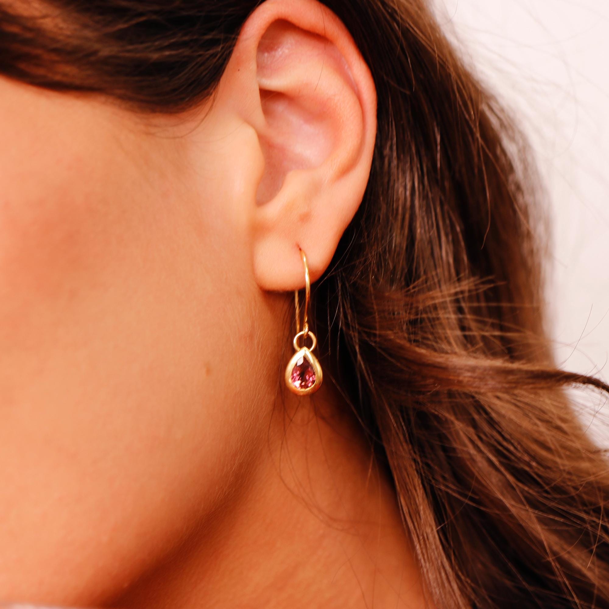 18k Gold Pink Tourmaline Earrings - Melt'm Jewelry