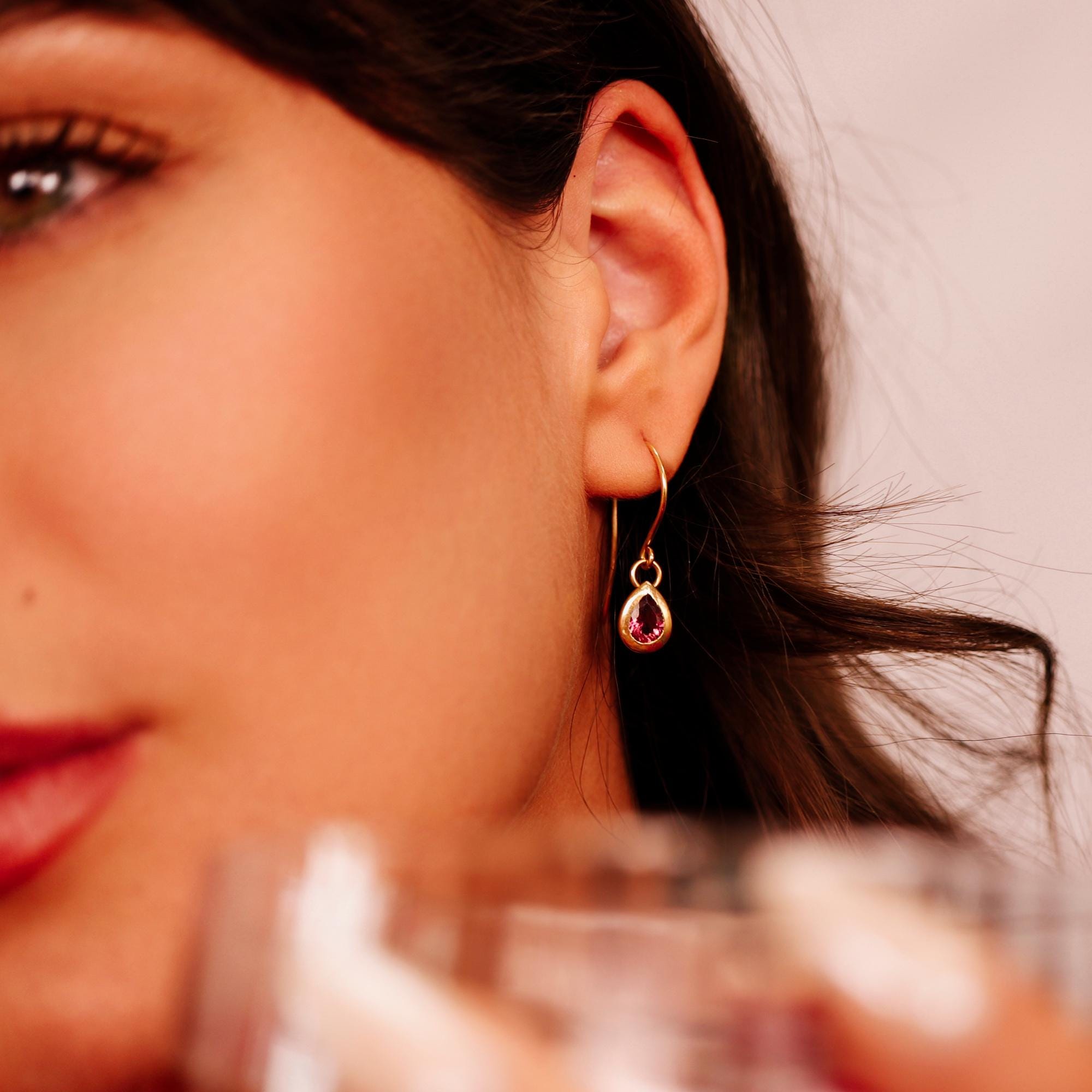 18k Gold Pink Tourmaline Earrings - Melt'm Jewelry