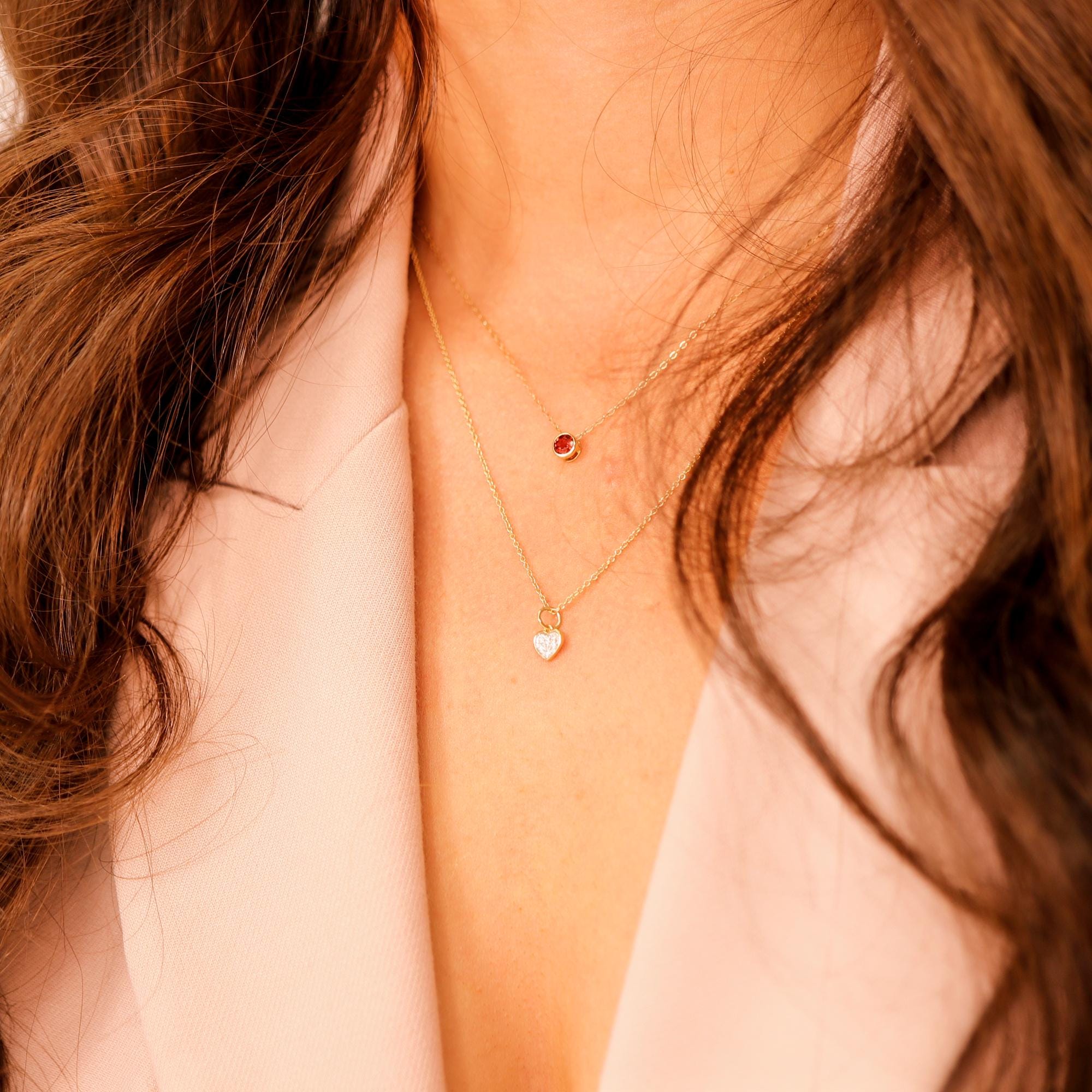 Bezel Set Swiss Blue Topaz Necklace 14k Solid Gold