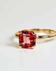 Pink Tourmaline Ring 14k Gold, Asscher Cut Tourmaline Engagement Ring, Handmade Square Tourmaline Ring, October Birthstone