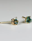 Montana Sapphire Earrings 14k Gold, Heart Cut Sapphire Stud Earrings, Green Sapphire Bridal Earrings, Wedding Gift, Wife Gift, Bride Gift