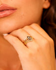 Rose Cut Kite Shape Salt and Pepper Diamond Ring in 14k Yellow Gold - Melt'm Jewelry