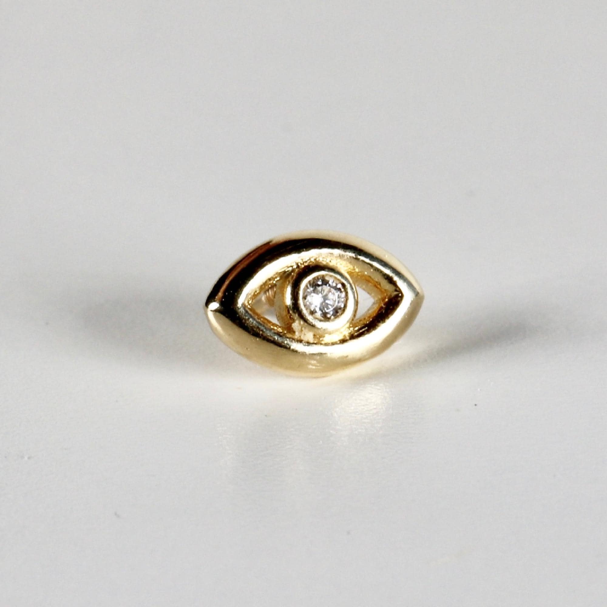 Evil Eye Flat Back Earrings 14k Solid Gold, Luck Symbol Stack Earrings - Melt'm Jewelry