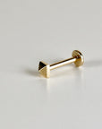 Teeny Tiny Pyramid Flat Back Earrings 14k Solid Gold, Internally Threaded Ear piercings - Melt'm Jewelry