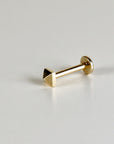 Teeny Tiny Pyramid Flat Back Earrings 14k Solid Gold, Internally Threaded Ear piercings - Melt'm Jewelry