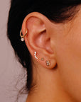 CZ Curved Bar Ear Piercing, Flat Back internally threaded labret studs (SINGLE or PAIR) - Melt'm Jewelry