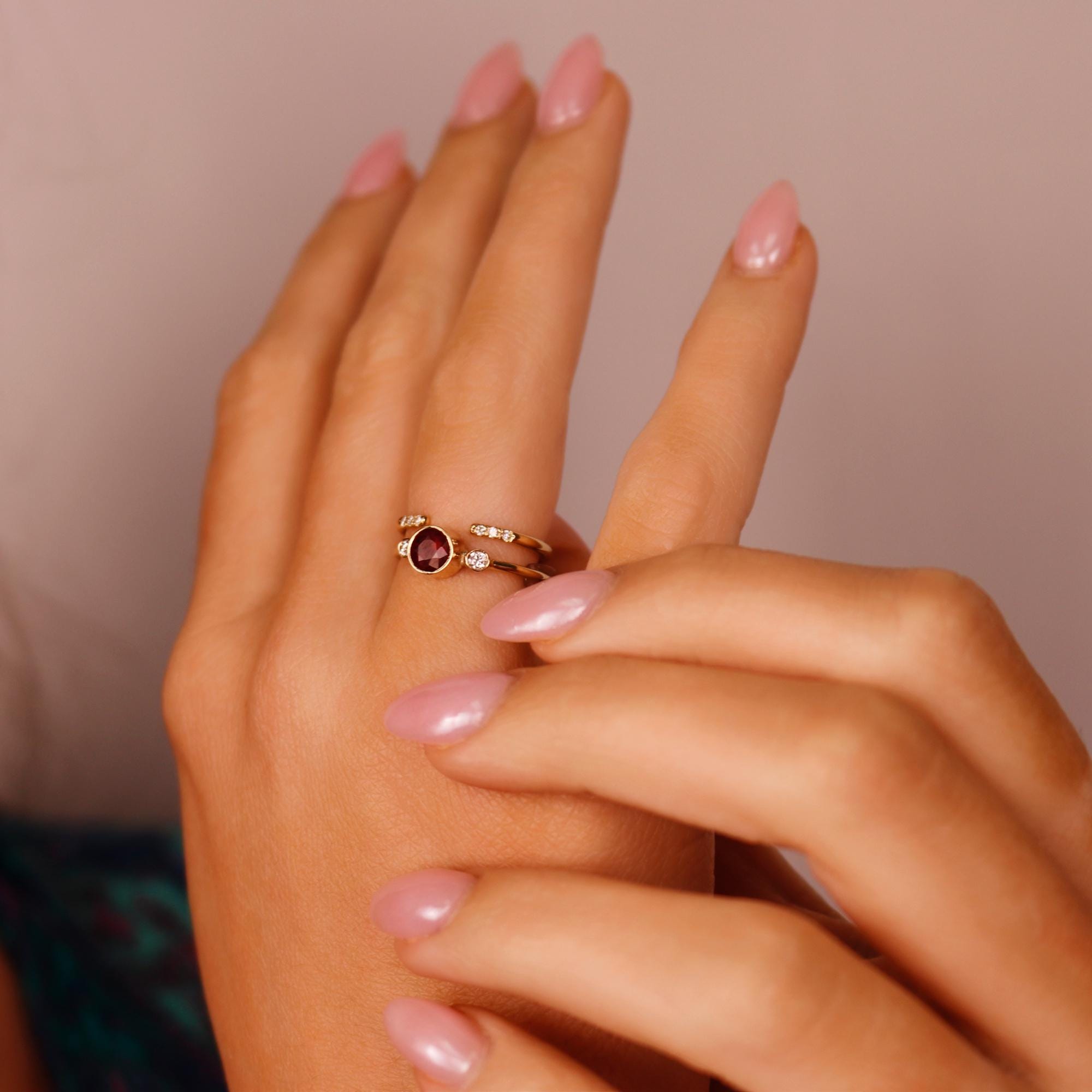 Round Red Ruby Ring 14k Solid Gold - Melt'm Jewelry