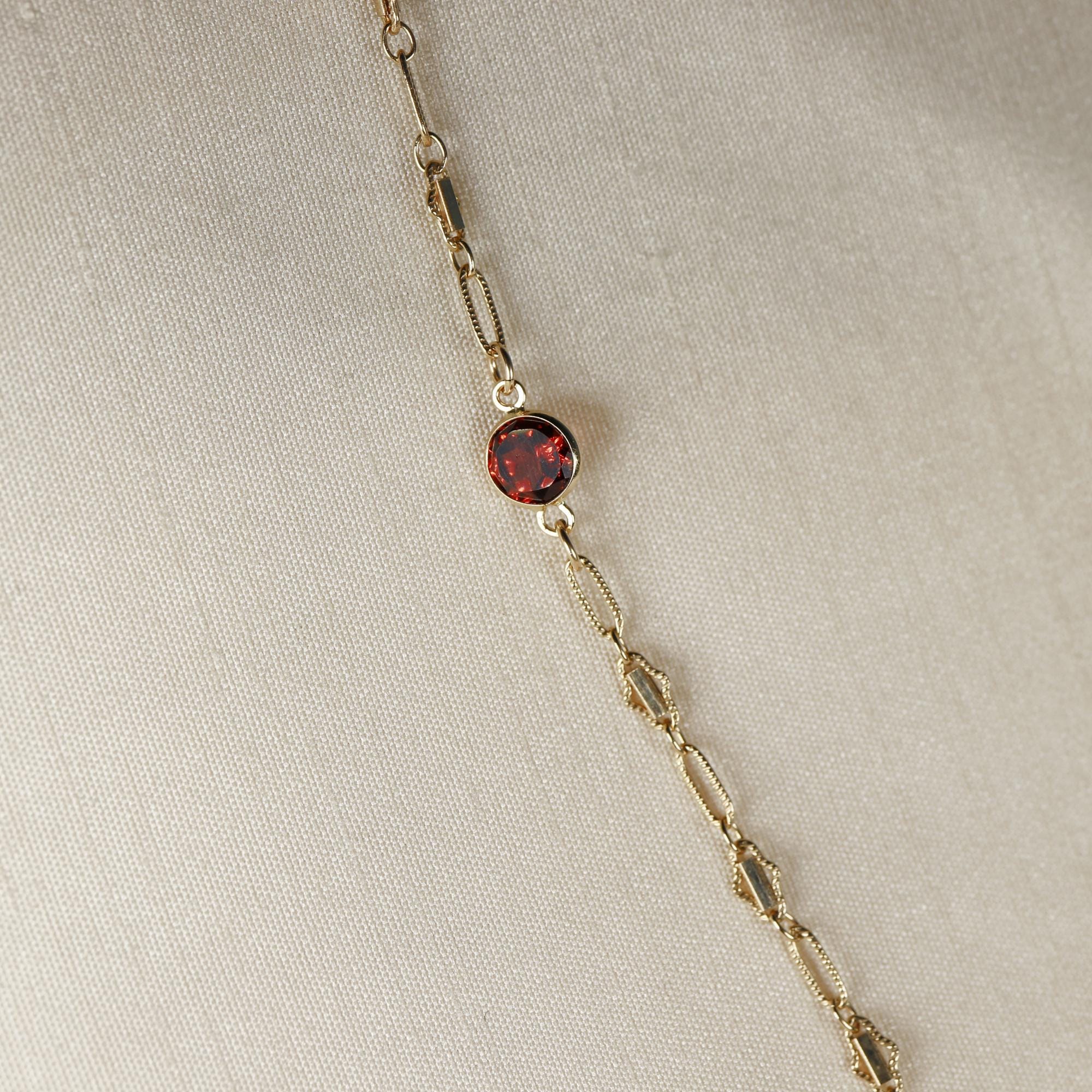 Gold Slave Bracelet, Garnet Hand Chain Bracelet - Melt'm Jewelry