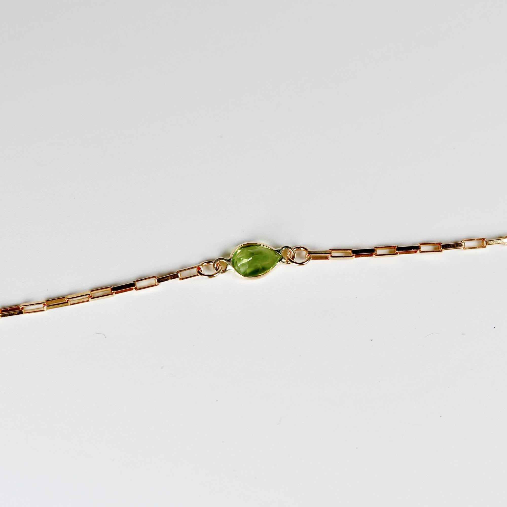 Dainty Gold Slave Bracelet, Peridot Hand Chain Bracelet - Melt'm Jewelry