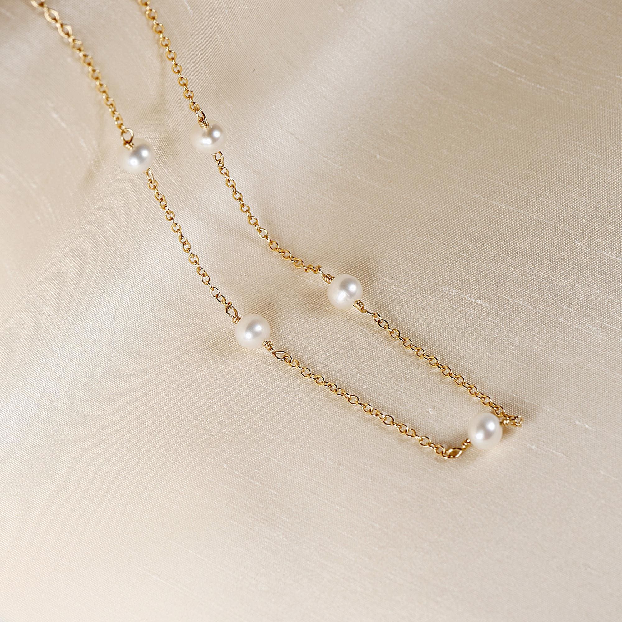 Gold Choker Pearl Necklace, Freshwater Pearl Necklace, June Birthstone, Bridal Necklace, Gold Filled Chain Pearl Necklace