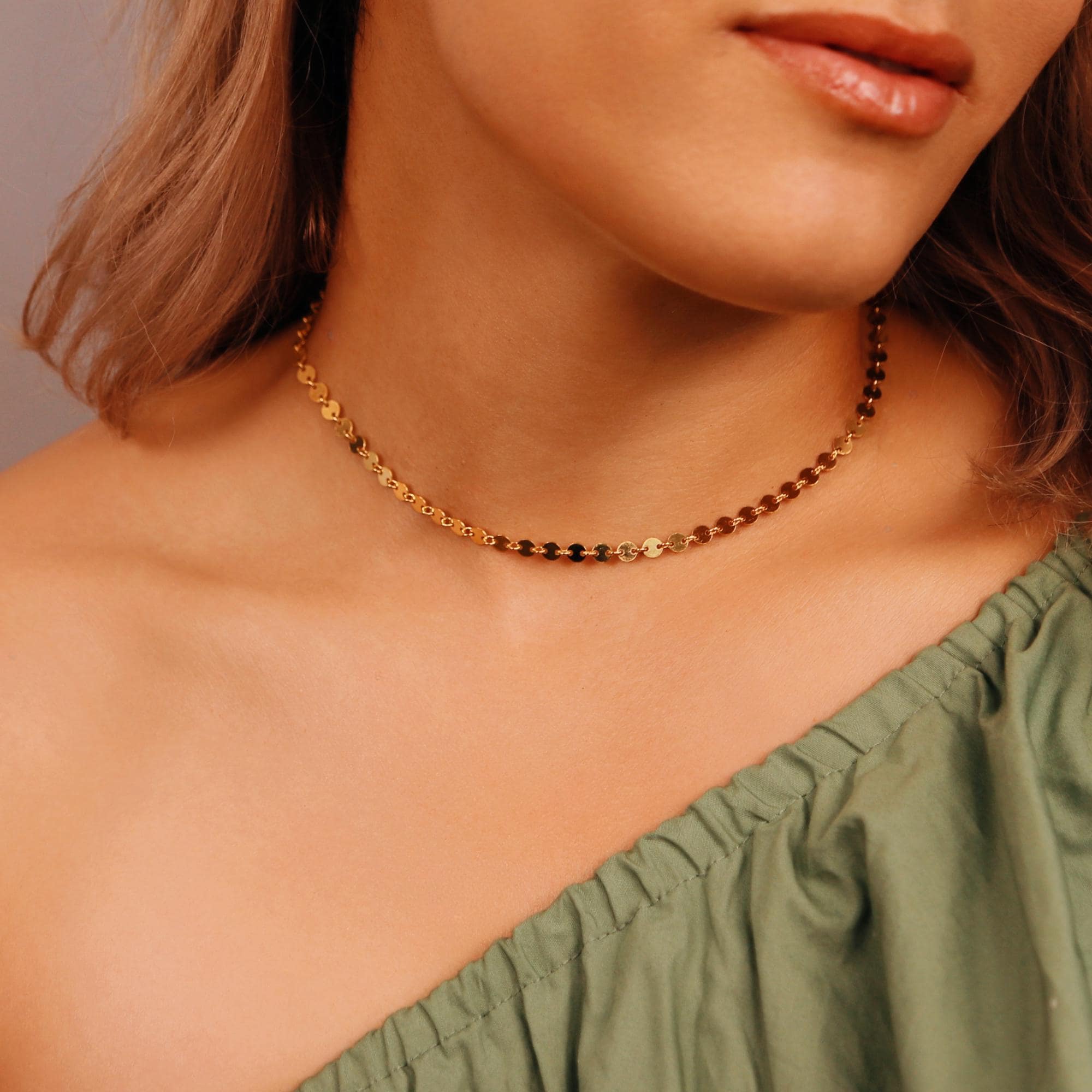 Gold Coin Disc Choker - Melt'm Jewelry