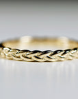 Wheat Leaf Wedding Ring 14k Gold, Curved Wedding Band - Melt'm Jewelry