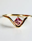 Princess Cut Pink Tourmaline Ring V Band in 14k Gold - Melt'm Jewelry