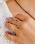 Princess Cut Pink Tourmaline Ring V Band in 14k Gold - Melt'm Jewelry