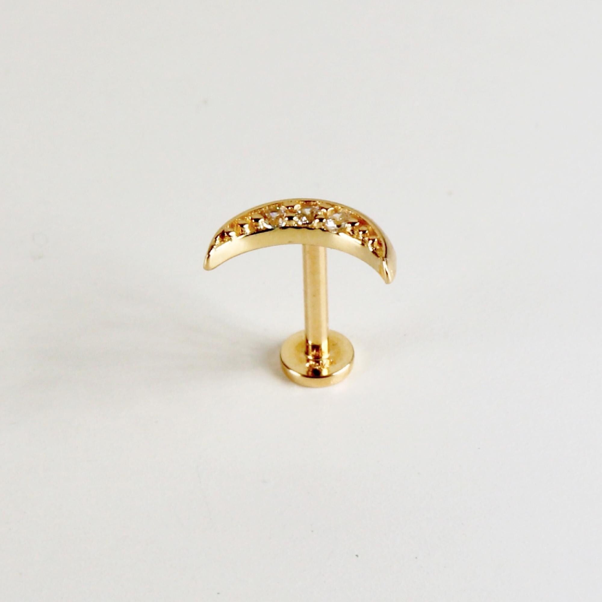 Crescent Moon Flat Back Earring 14k Solid Gold - Melt'm Jewelry