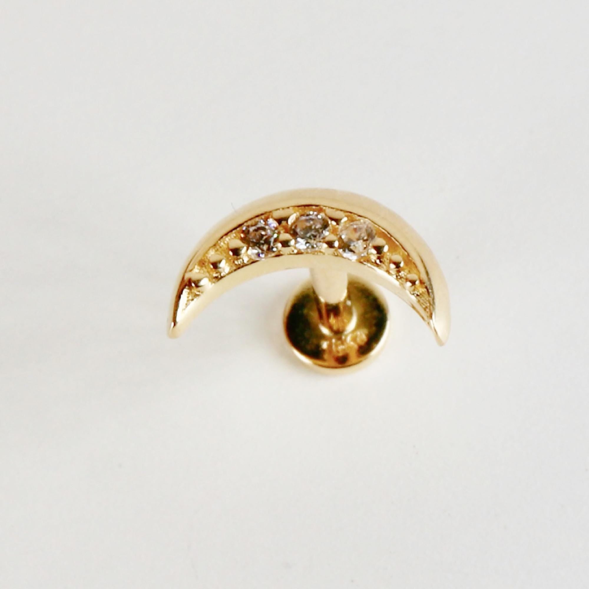 Crescent Moon Flat Back Earring in 14k Solid Gold - Melt'm Jewelry