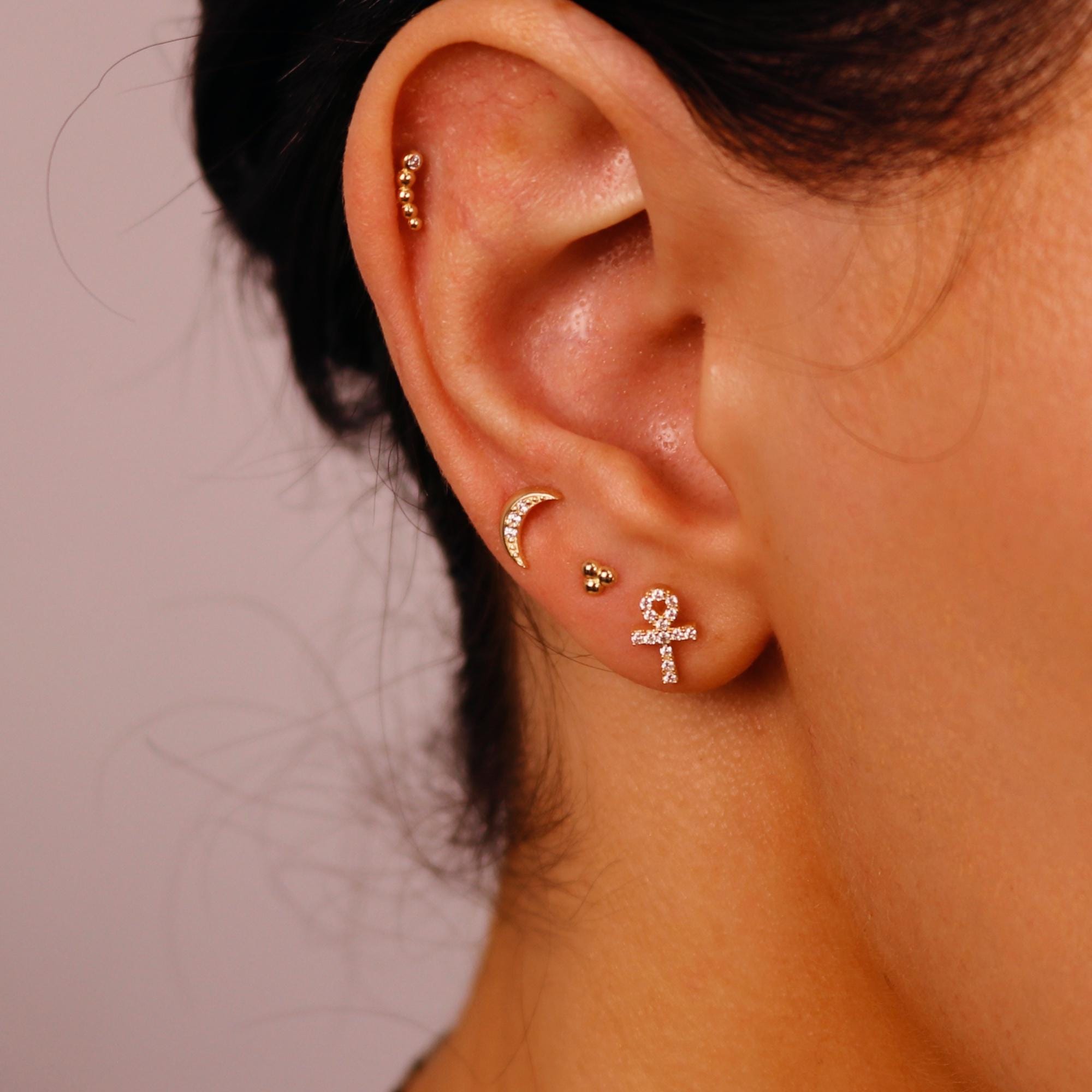 Crescent Moon Flat Back Earring 14k Solid Gold - Melt'm Jewelry