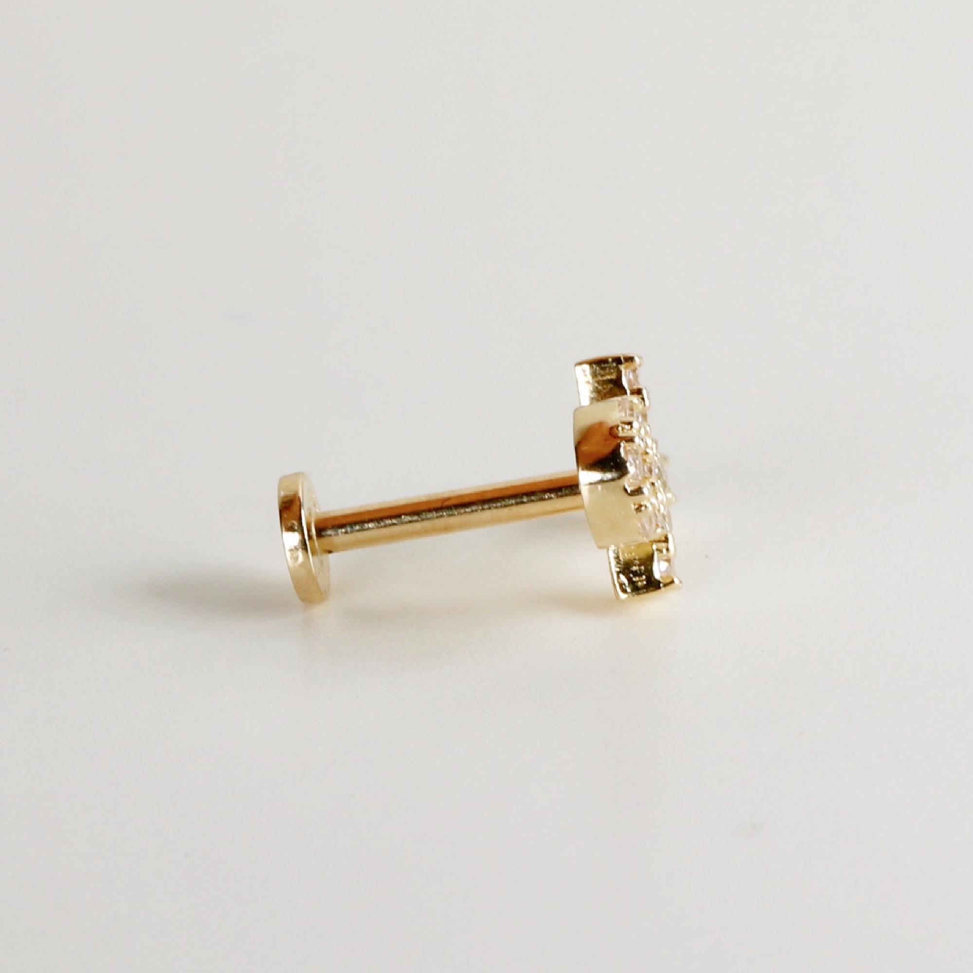 Ankh Flat Back Cartilage Earring 14k Solid Gold