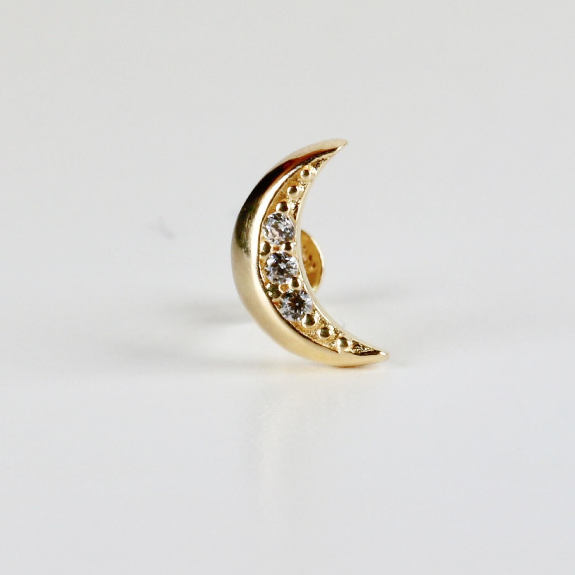 Crescent Moon Flat Back Earring 14k Solid Gold - Melt'm Jewelry