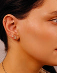 CZ Diamond Pizza Slice Flat Back Earrings 14k Solid Gold 8mm (SINGLE or PAIR) - Melt'm Jewelry