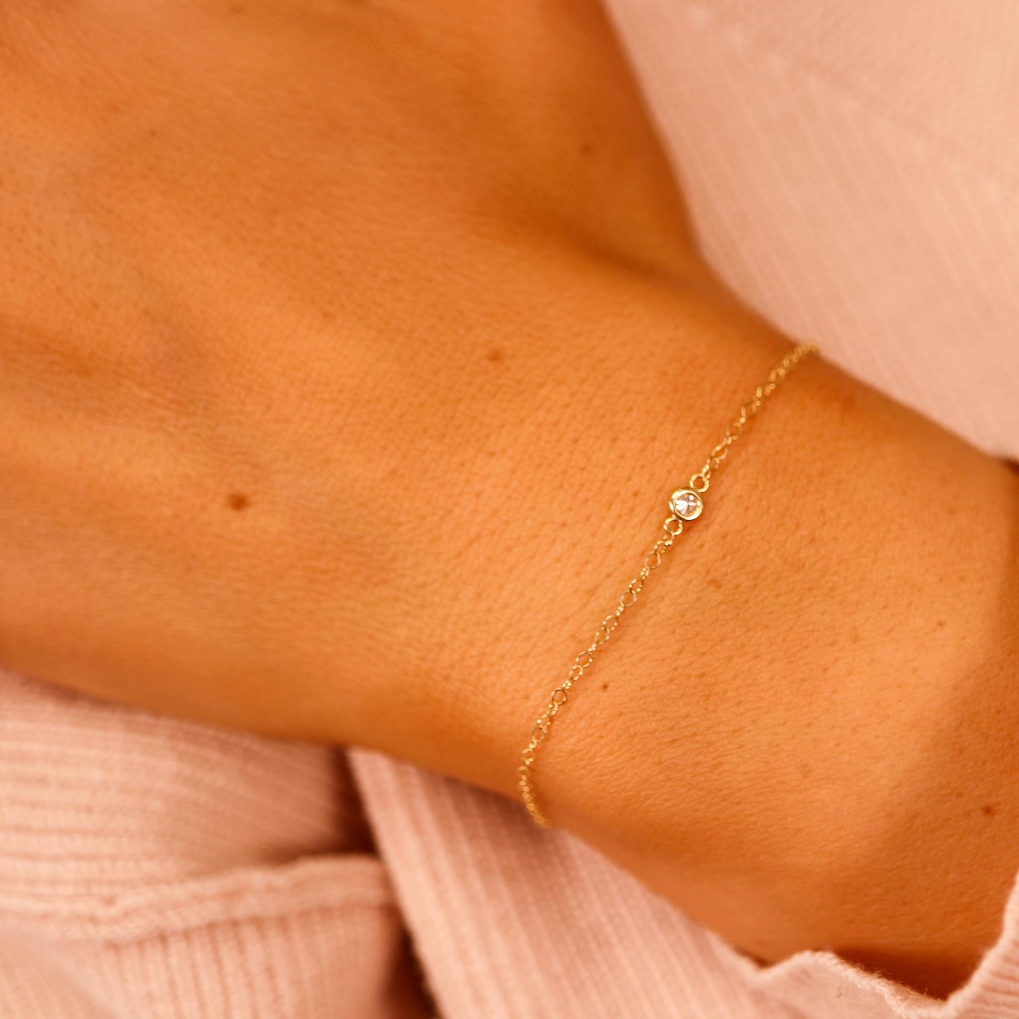 Bezel Set Diamond Bracelet 14k Gold - Melt'm Jewelry