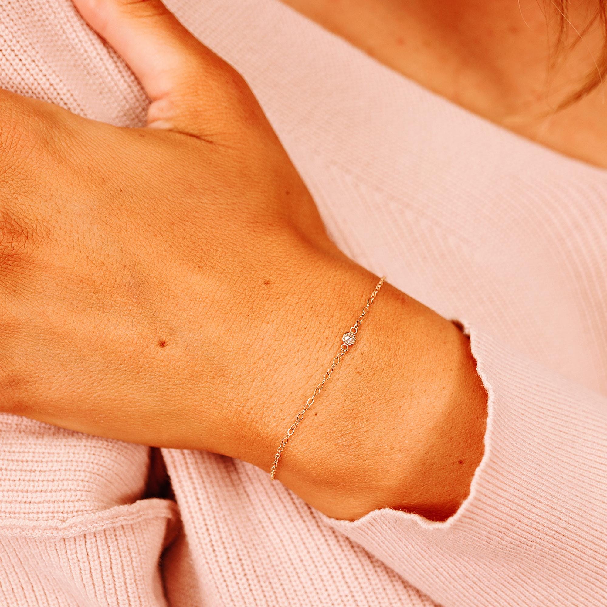 Bezel Set Diamond Bracelet 14k Gold - Melt'm Jewelry