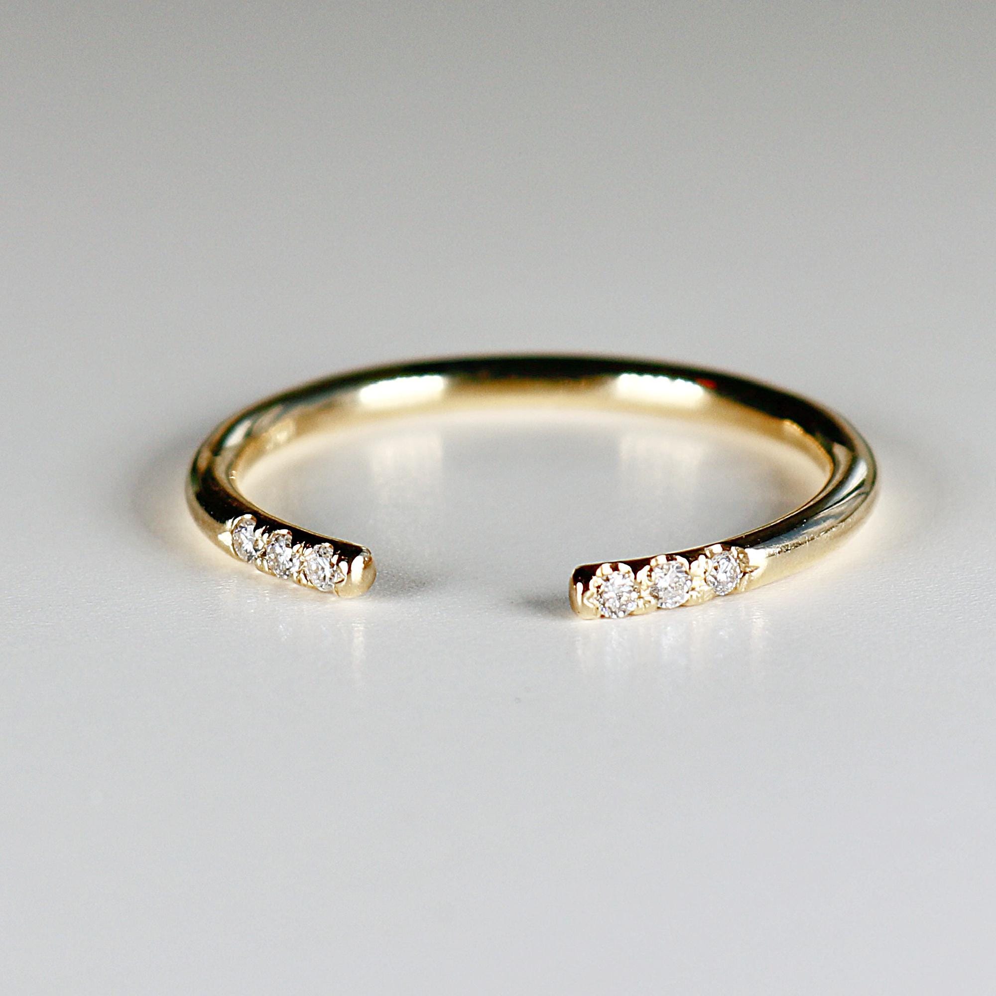 Open Cuff Pave Diamond Wedding Band - Melt'm Jewelry