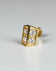 CZ 3D Rectangle Shield Flat Back Earrings, Internally Threaded (SINGLE or PAIR) - Melt'm Jewelry