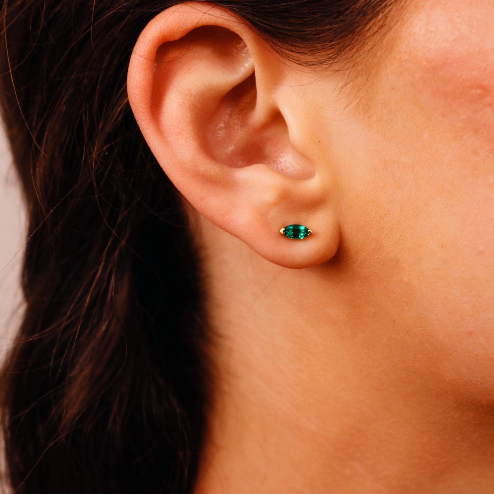 Genuine Marquise Emerald Earrings 14k Gold - Melt'm Jewelry