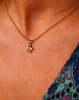 14K Solid Gold Salt and Pepper Diamond Cluster Necklace with Pear Moissanites - Melt'm Jewelry