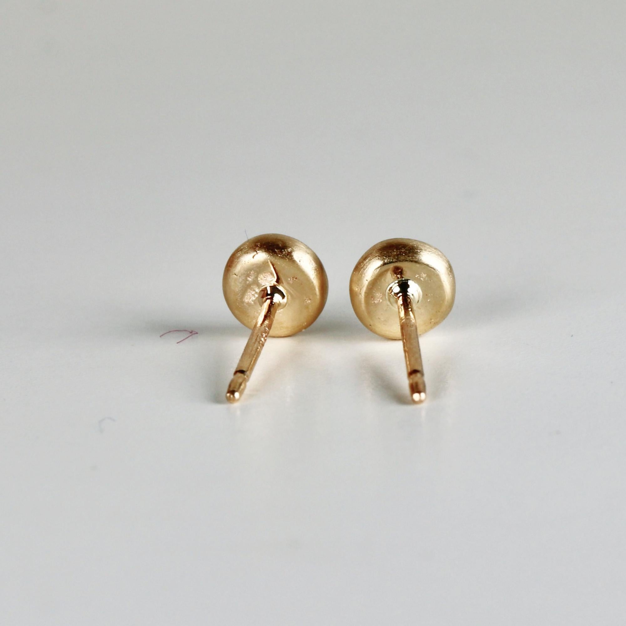 Rustic Diamond Pebble Stud Earrings 14k Solid Gold (SINGLE or PAIR)