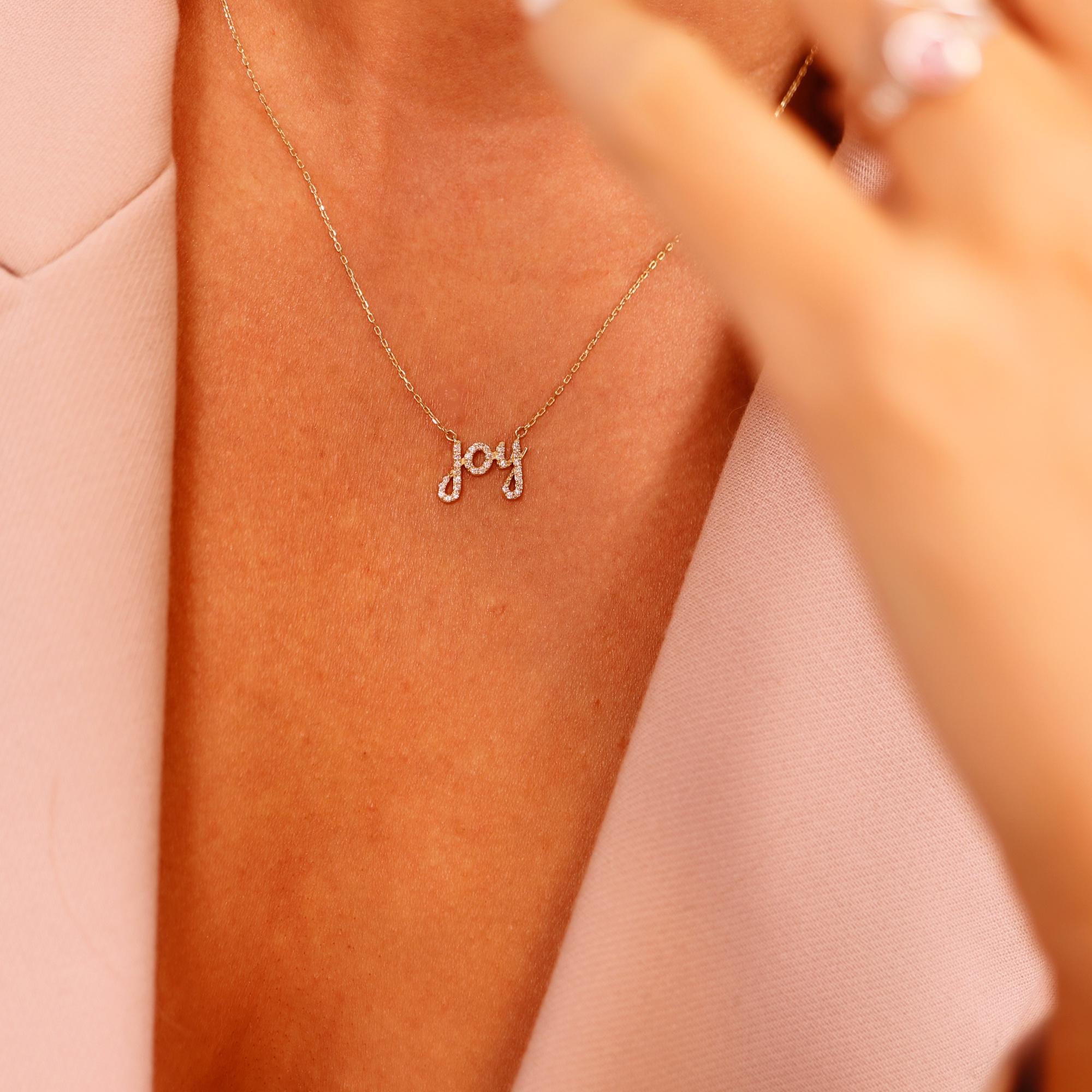 14k Solid Gold Diamond Joy Necklace - Melt'm Jewelry