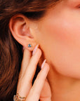 5mm Blue Topaz Earrings 14k Gold, Handmade Trillion Cut Blue Topaz Stud Earrings
