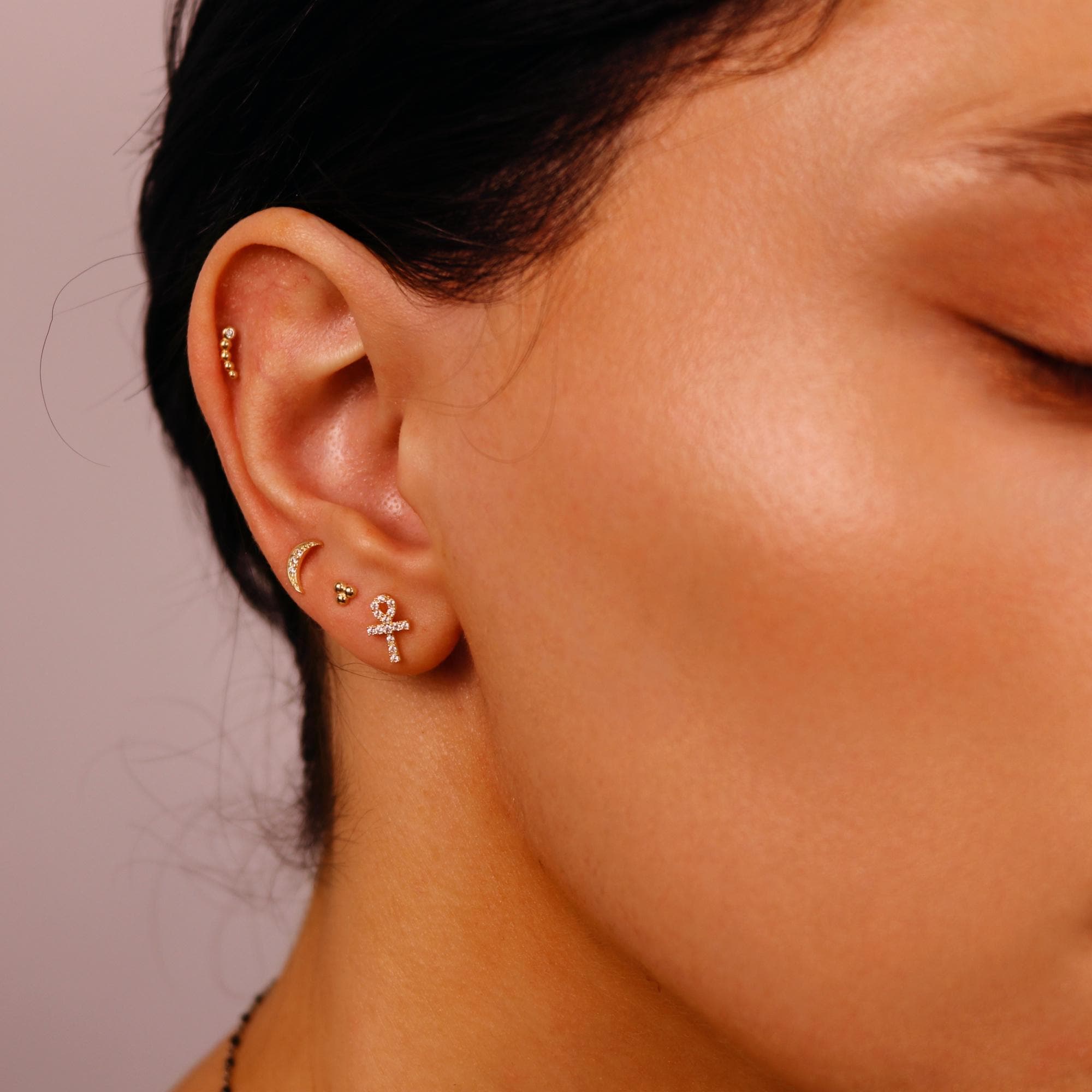 Crescent Moon Flat Back Earring in 14k Solid Gold - Melt'm Jewelry
