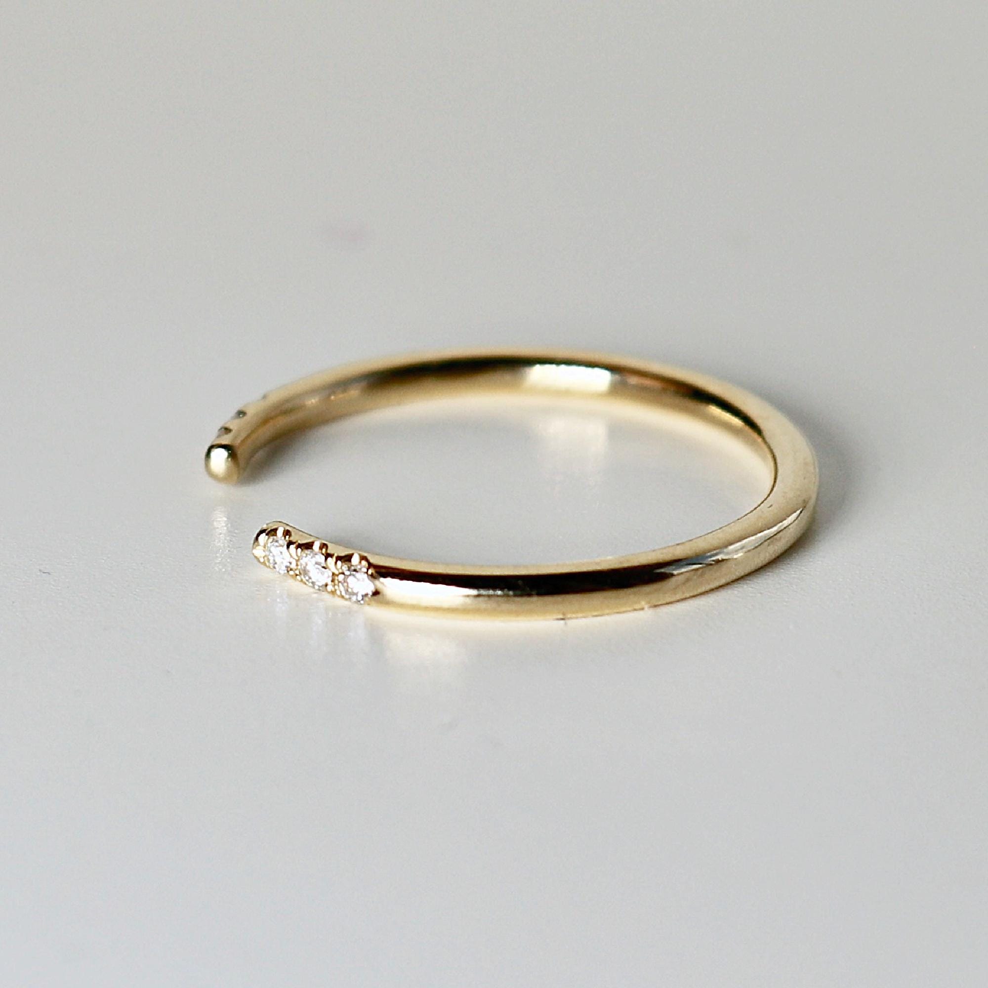 Open Cuff Pave Diamond Wedding Band - Melt'm Jewelry