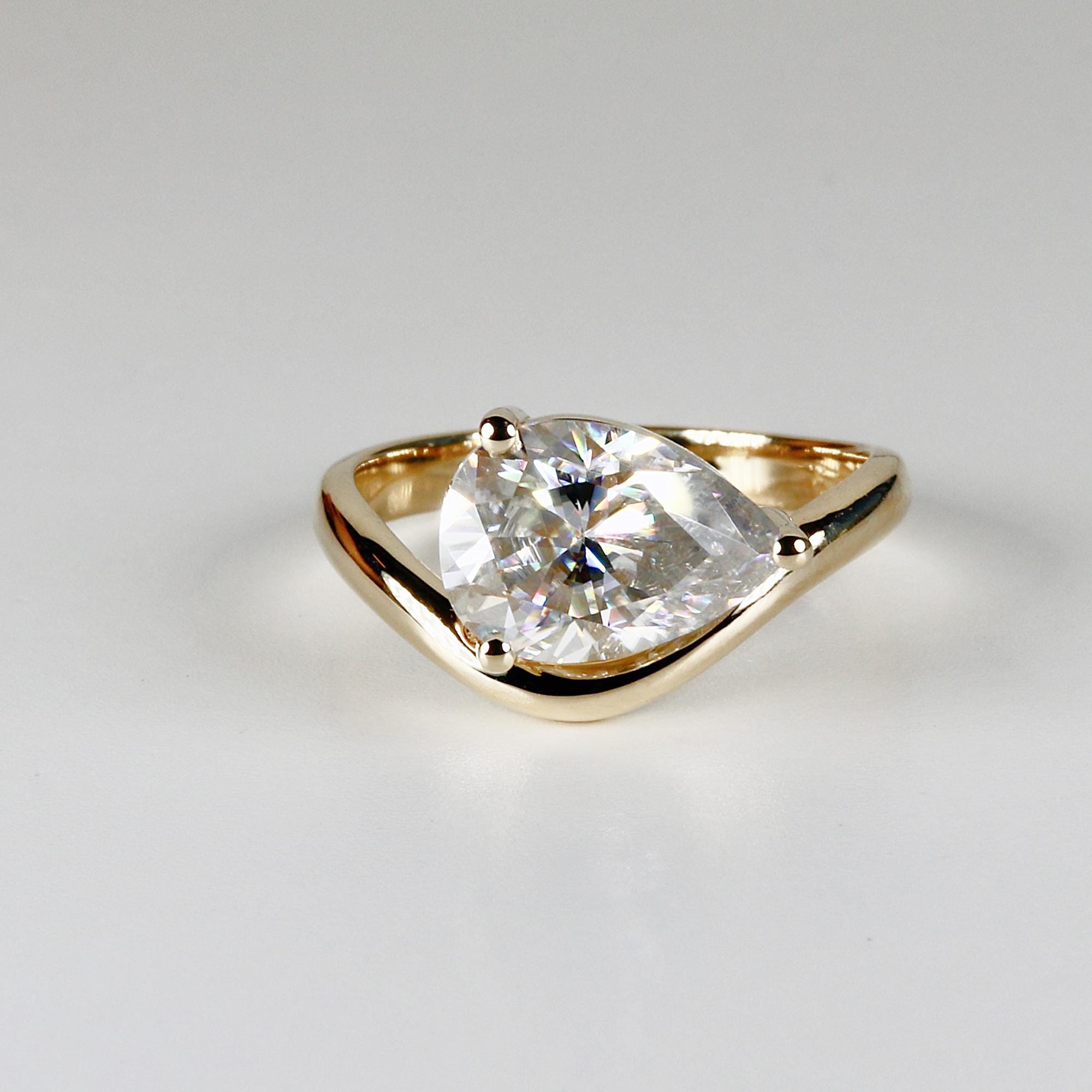 2 ct. Pear Moissanite Floating Ring 14k Gold - Melt'm Jewelry