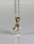 14K Solid Gold Salt and Pepper Diamond Cluster Necklace with Pear Moissanites - Melt'm Jewelry