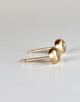 Rustic Diamond Pebble Stud Earrings 14k Solid Gold (SINGLE or PAIR)
