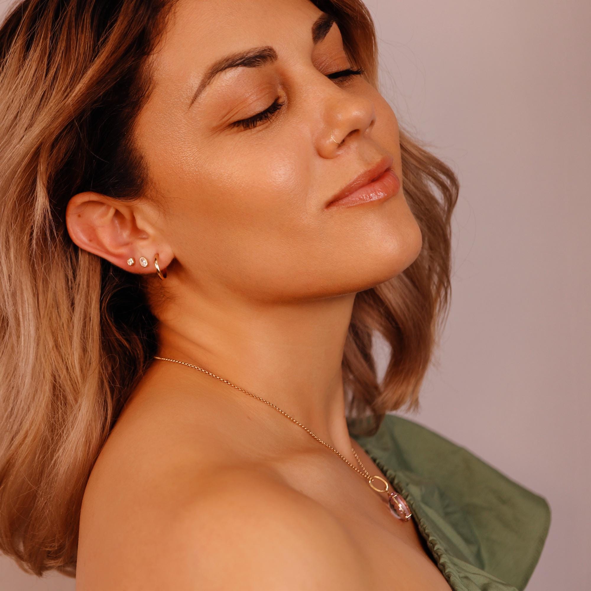 Large Lilac Amethyst Pendant Necklace 14k Solid Gold - Melt'm Jewelry