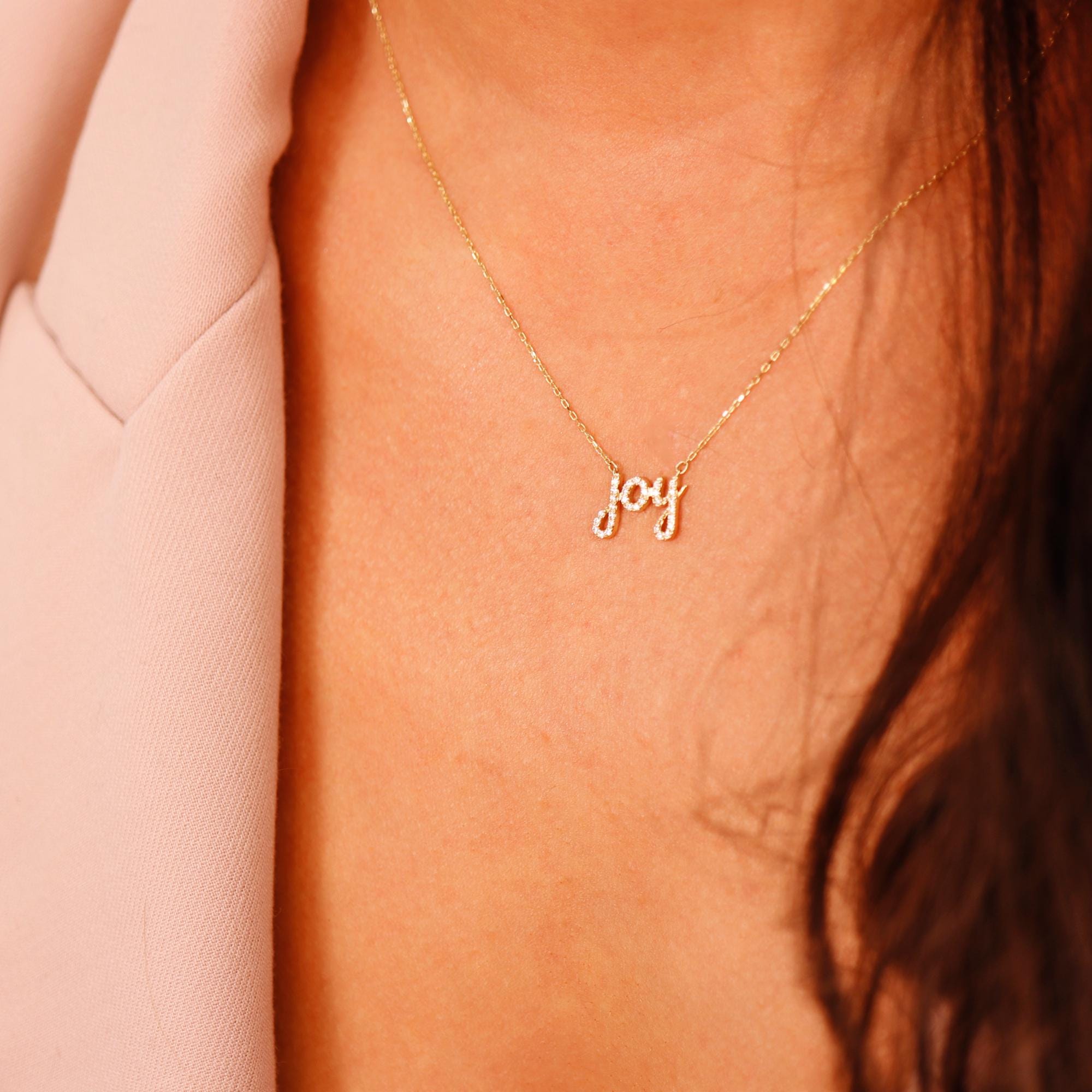 14k Solid Gold Diamond Joy Necklace - Melt'm Jewelry
