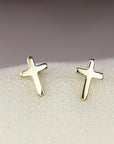 14k Solid Gold Cross Stud Earrings (SINGLE OR PAIR) - Melt'm Jewelry