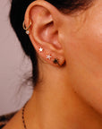CZ Diamond Star Earring 14k Solid Gold, Internally Threaded Flat Back Earring (SINGLE) - Melt'm Jewelry