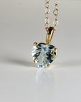 Heart Shape Aquamarine Necklace 14k Solid Gold - Melt'm Jewelry